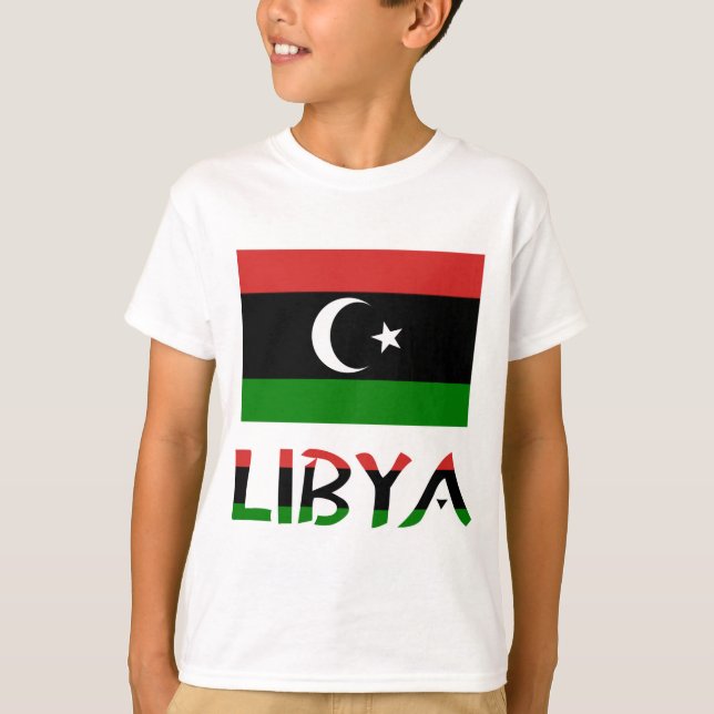 T-shirts Líbia e Bandeira da Líbia (Frente)