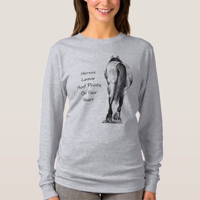 T-shirts Licença Hoofprints dos cavalos em seu coração: (Frente)