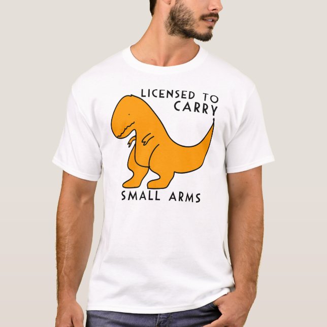 T-shirts Licenciado ao Carregar de Armas Pequenas T-rex Din (Frente)