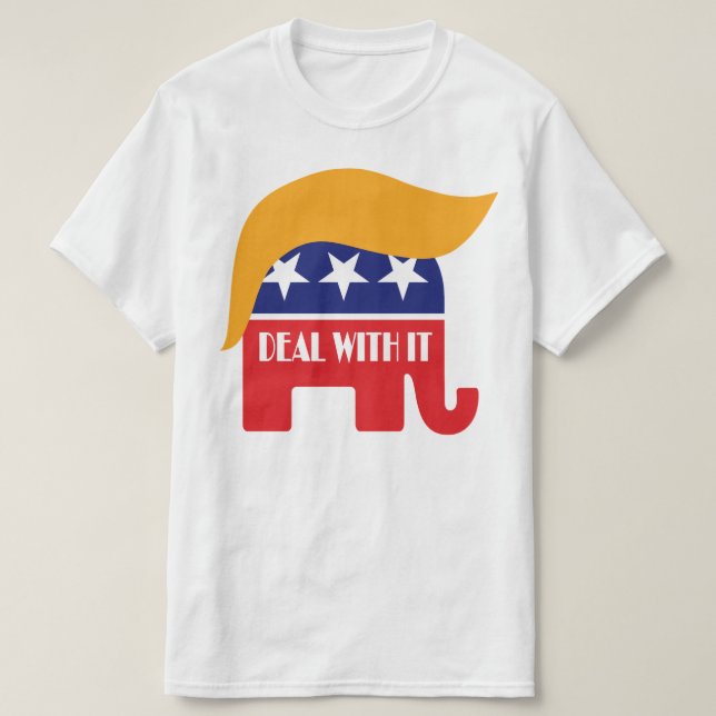 T-shirts Lidar Com Isso - Presidente Trump GOP Elephant Hai (Frente do Design)