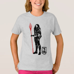 T-shirts Liga da Justiça Arte de Pop Aquaman Pose Noir