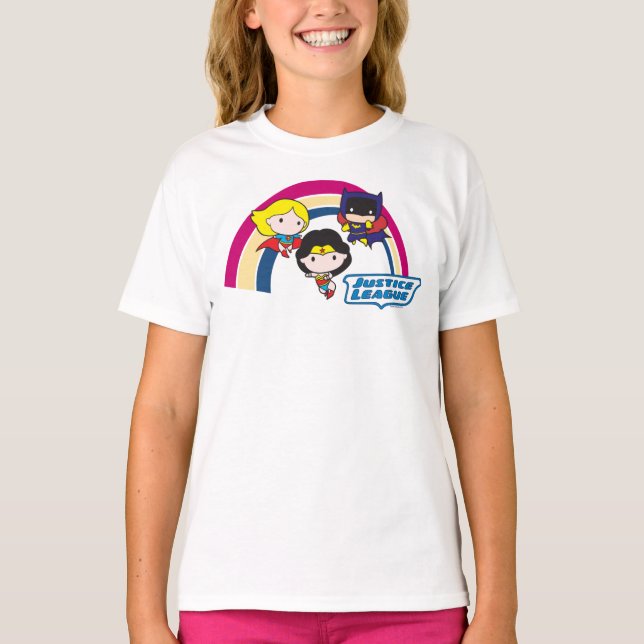 T-shirts Liga da Justiça Chibi - Arco-Íris (Frente)