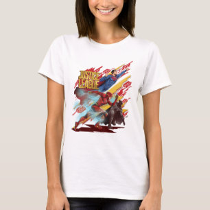 T-shirts Liga da Justiça Crachá Superman, Flash e Batman
