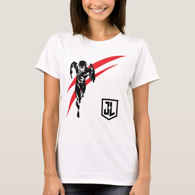 T-shirts Liga da Justiça | Flash executando o Noir Pop Art (Frente)