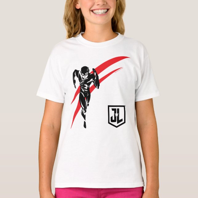 T-shirts Liga da Justiça | Flash executando o Noir Pop Art (Frente)