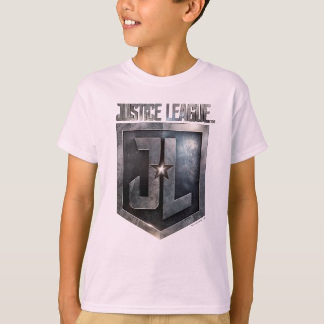 T-shirts Liga da Justiça | Invólucro metálico JL (Frente)