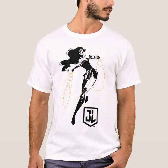 T-shirts Liga da Justiça | Mulher Maravilha Com Pop de Laço (Frente)