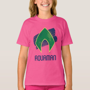 T-shirts Liga da Justiça Símbolo de Aquaman Pincel e Mei