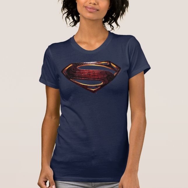 T-shirts Liga da Justiça | Símbolo Superman Metálico (Frente)