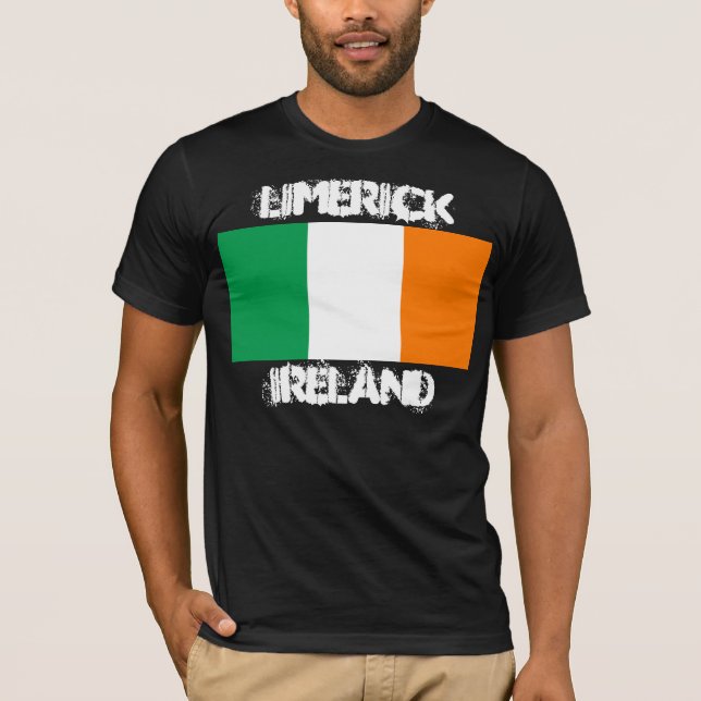 T-shirts Limerick, Irlanda com bandeira irlandesa (Frente)