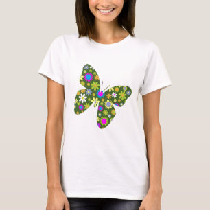 T-shirts Lindas Asas de Borboleta Aziza Fantasia Floresce