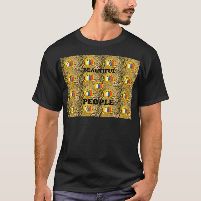 T-shirts Lindas Pessoas de cores tradicionais africanas (Frente)
