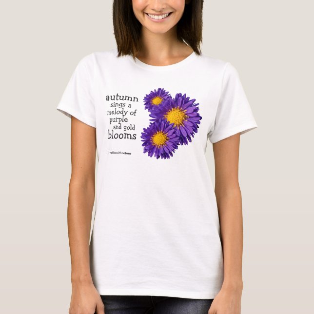 T-shirts Lindos e roxos Michaelmas Daisies (Frente)