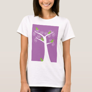 T-shirts Lindos Pássaros Verde Lima Caprichosos Giram Árvor