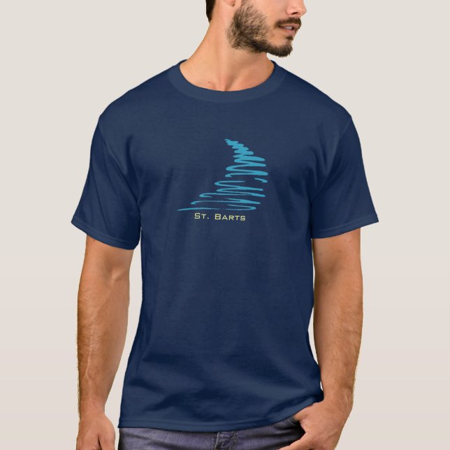 T-shirts Lines_Aqua Squiggly Glow_St. Baronete (Frente)