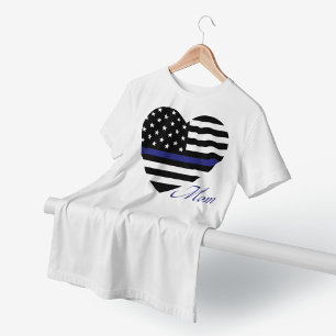 T-shirts Linha Azul Fino: Polícia Mãe Tanque em Cima