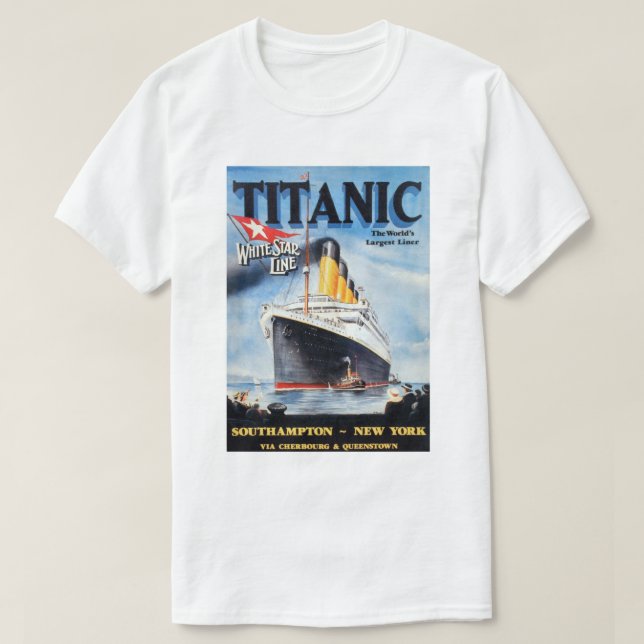 T-shirts Linha White Star Titanic - Maior Liner do Mundo (Frente do Design)