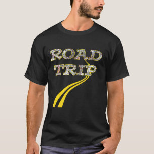 T-shirts Linhas amarelas viagem por estrada do mapa da