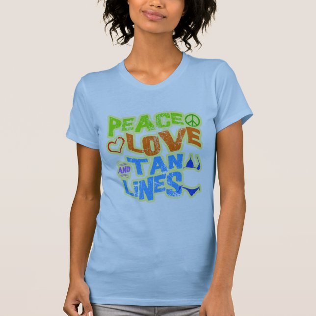 T-shirts Linhas de Tan do amor da paz (Frente)