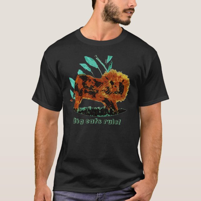 T-shirts Lion Big Cats Engraçado Texto (Frente)
