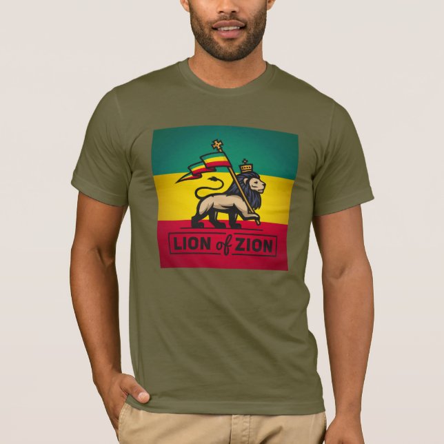 T-shirts Lion of Zion Shirt - Jah Army Haile Selassie - (Frente)