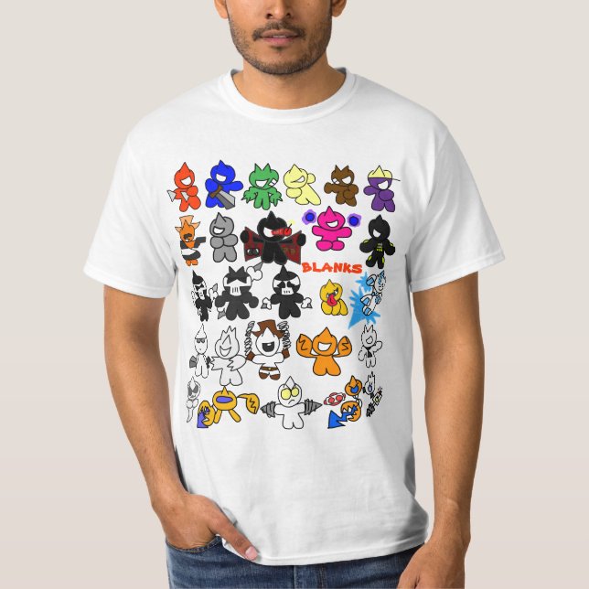 T-shirts lista do charater (Frente)