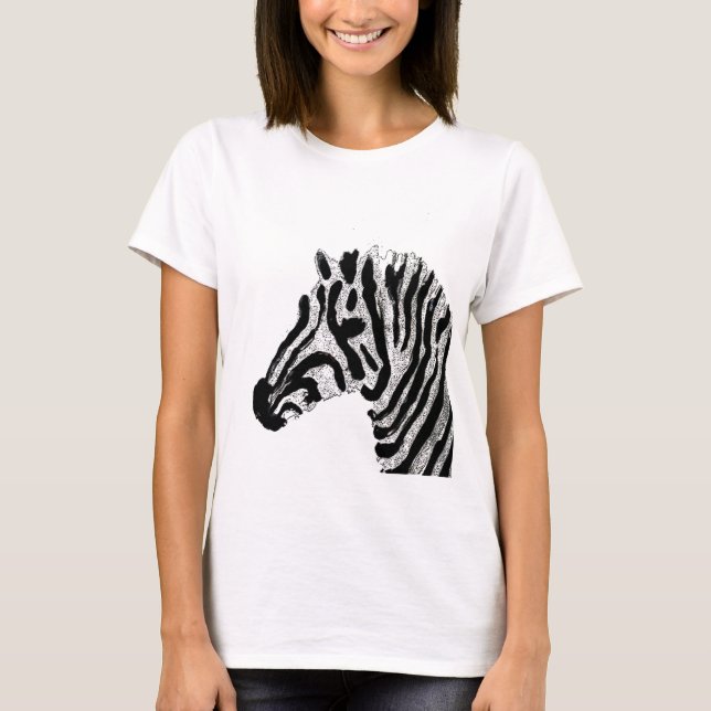 T-shirts Listras preto e branco do impressão da zebra (Frente)