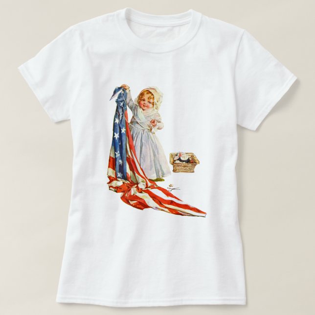 T-shirts Little Betsy Ross e a bandeira americana (Frente do Design)