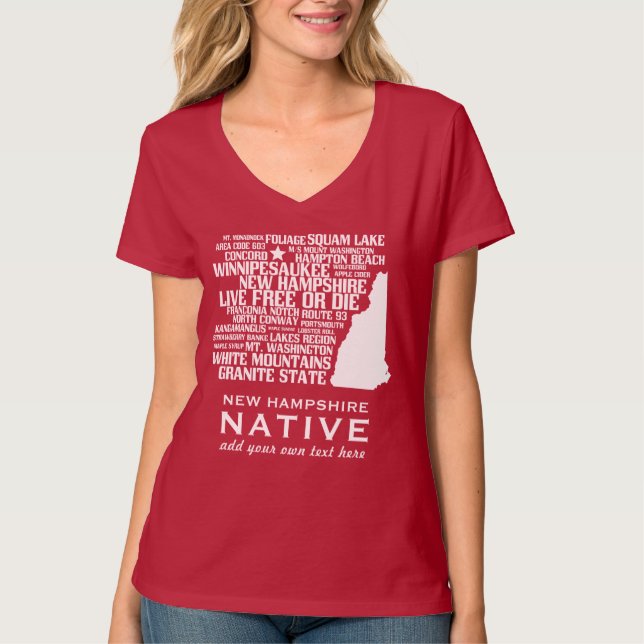T-shirts Livres vivos do nativo de New Hampshire ou morrem (Frente)