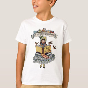 T-shirts Livro Menina Antiga e Papai Noel do Natal