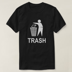 T-shirts Lixo Branco da Parte Lixo Pode Lançar Reciclar de 
