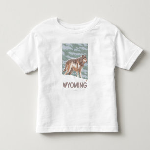 T-shirts Lobo cinzento StandingWyoming