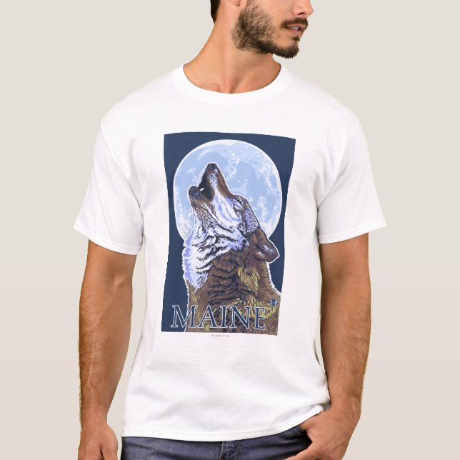 T-shirts Lobo de MaineHowling (Frente)