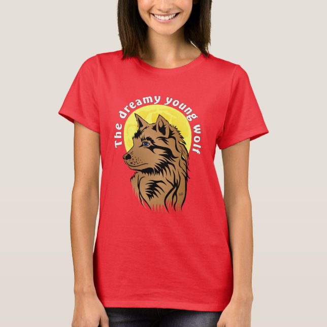 T-shirts lobo jovem sonhado (Frente)