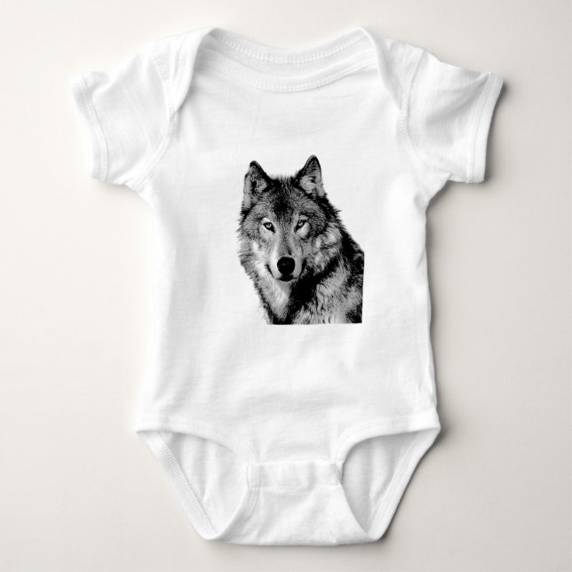 T-shirts Lobo Negro e Branco (Frente)