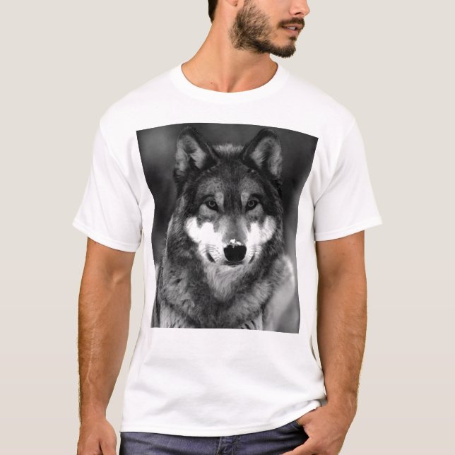 T-shirts Lobo Negro e Branco (Frente)