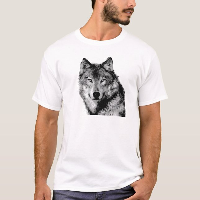 T-shirts Lobo Negro e Branco (Frente)