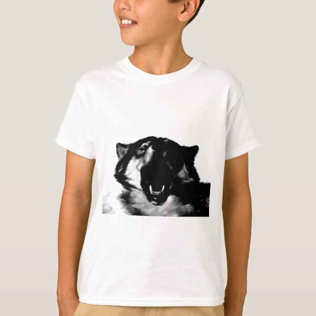 T-shirts Lobo Negro e Branco (Frente)