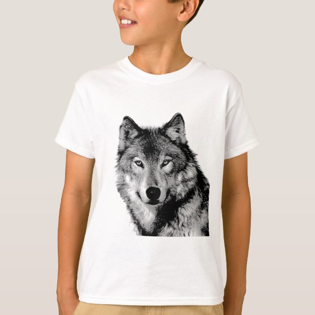 T-shirts Lobo Negro e Branco (Frente)