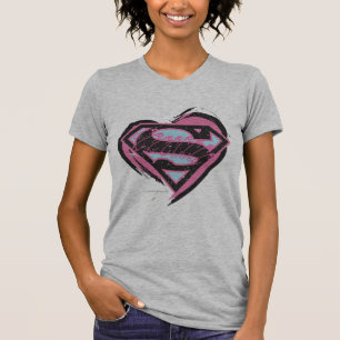 T-shirts Logotipo cor-de-rosa de Supergirl no coração