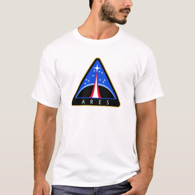 T-shirts Logotipo da NASA Ares Rocket (Frente)
