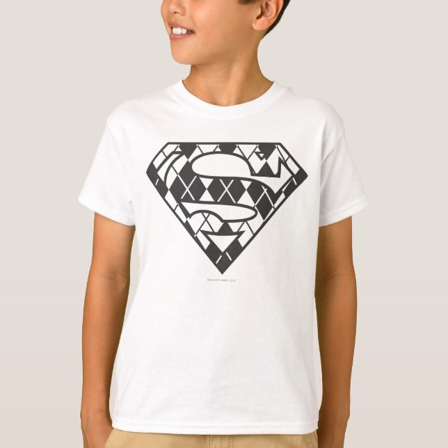 T-shirts Logotipo da Supergirl Black Argyle (Frente)