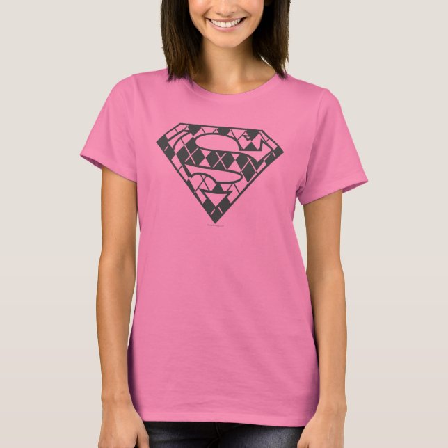 T-shirts Logotipo da Supergirl Black Argyle (Frente)