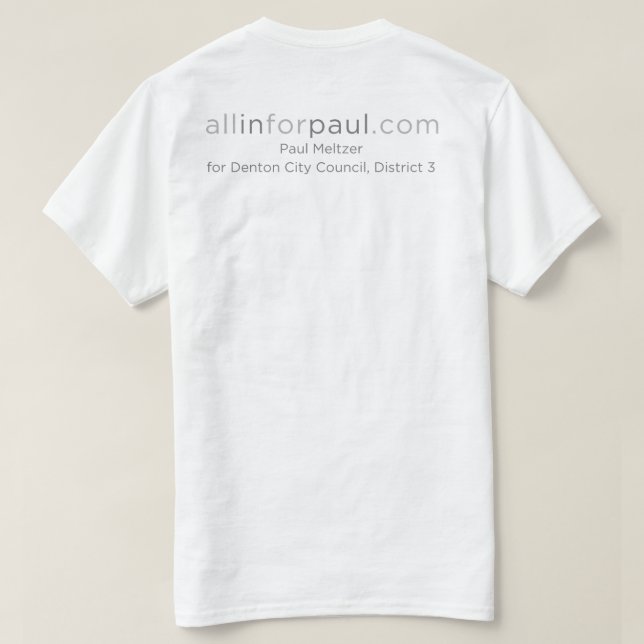 T-shirts logotipo de allinforpaul.com Texas (Verso do Design)