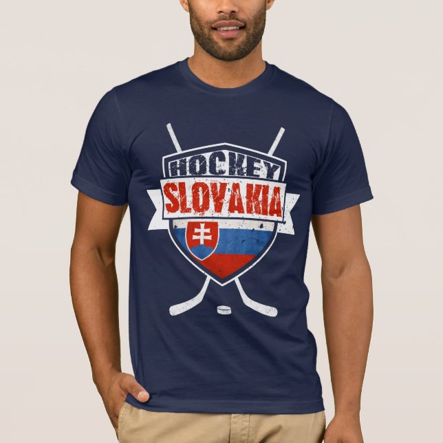 T-shirts Logotipo de Hockey da Eslováquia, com Impressão (Frente)