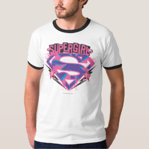 T-shirts Logotipo de Supergirl Pink e Purple Grunge