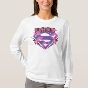 T-shirts Logotipo de Supergirl Pink e Purple Grunge