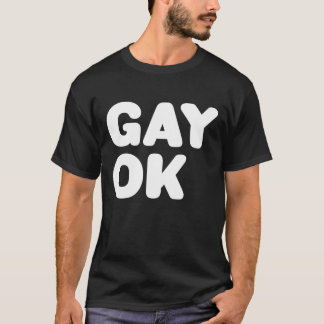 T-shirts Logotipo de texto grande do gay OK LGBT Design bra