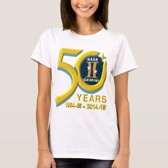 T-shirts Logotipo do aniversário dos Gêmeos 50th (Frente)