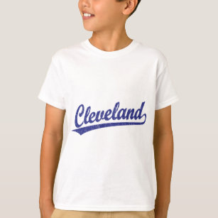 T-shirts Logotipo do roteiro de Cleveland no azul